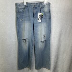 S.O.N.G Slouchy Street Wide Leg Sit On Hip Fit Sz 13/31 Lt Blue Denim New w Tags